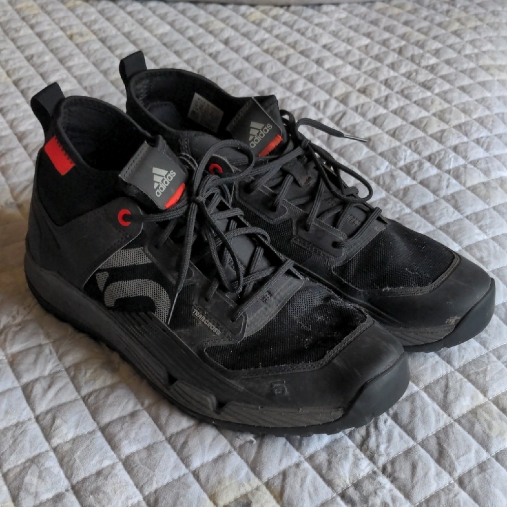 Adidas Black and Red Athletic Trail Shoes